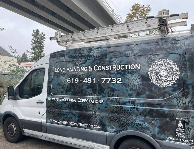 A company truck that does epoxy services in San Diego, CA